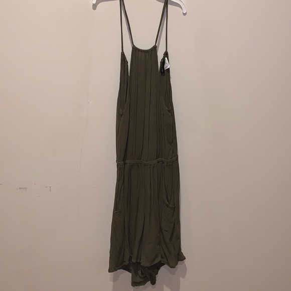 Army Green Halter Top Romper - Picture 2 of 4